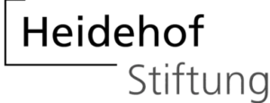 Logo der Heidehof Stiftung: Schwarzer Schriftzug "Heidehof Stiftung" mit schwarzem Rahmen links unter "Heidehof"