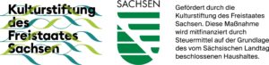 Förderlogo der Kulturstiftung des Freistaates Sachsen. Text: Gefördert durch die Kulturstiftung des Freistaates Sachsen. Diese Maßnahme wird mitfinanziert durch Steuermittel auf Grundlage des vom Sächsischen Landtag beschlossenen Haushalts