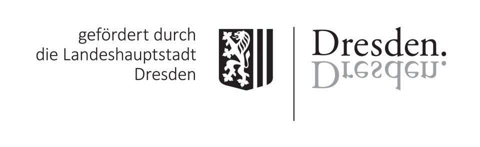 Förderlogo der Landeshauptstadt Dresden, Text: Gefördert durch die Landeshauptstadt Dresden